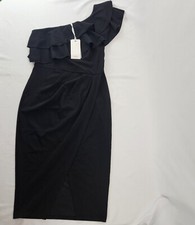 Women's One Shoulder Cocktail Dress Sleeveless Sexy Ruched Bodycon Layered Sz M