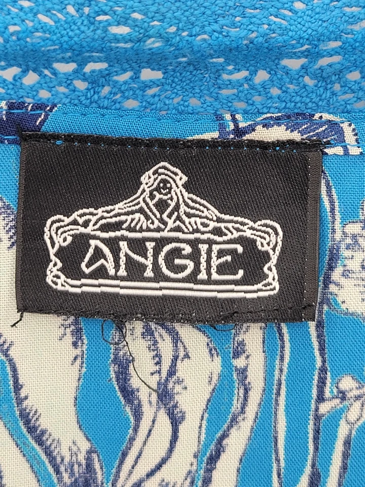 Angie Kimone Caftán Mujer Talla Única Azul Floral Acuario Escena Frente Abierto Boho Foto 4 de 4