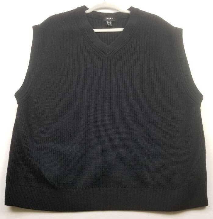 Forever 21 Sweater Vest Men's Extra Large XL Black