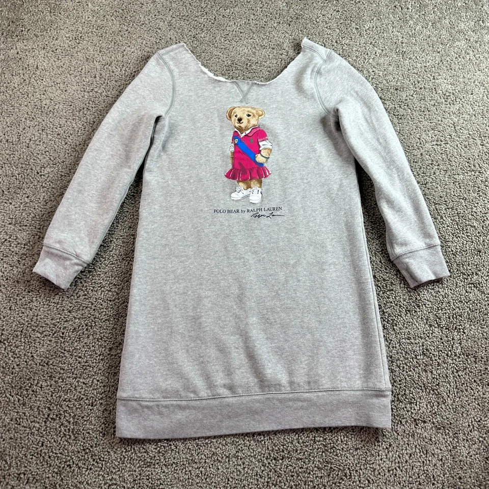 DE COLECCIÓN Ralph Lauren Polo Oso Suéter Vestido Niñas Grande Gris Preppy Bear Niños* Foto 2 de 4