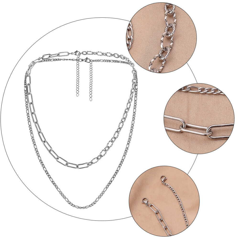 2 Pc Men's Double Layer Necklace Mens Necklace Pendant Silver Man eBay