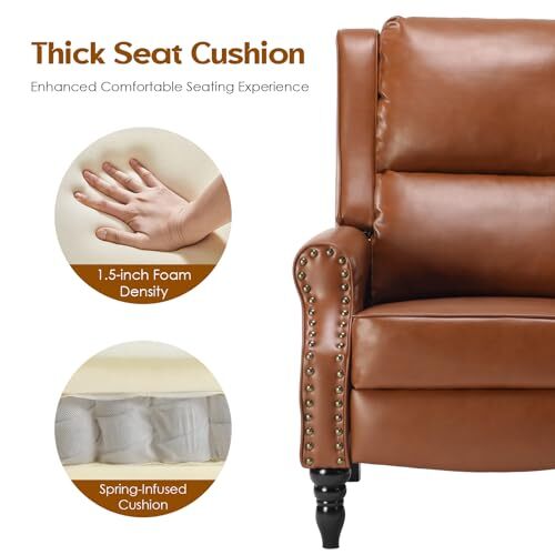 STARY Faux Leather Pushback Recliner Chair for Living Room Bedroom