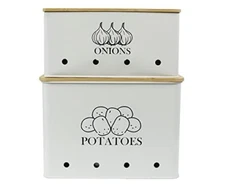 CANISTER SET Potatoes Onions Storage Containers White 2 Pack GDFJIY