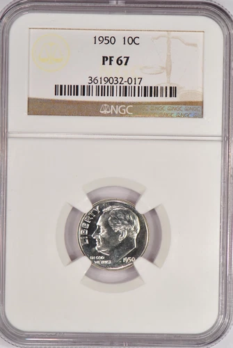 1950 Roosevelt Dime Proof NGC PF 67 PR67 Old Holder Gem Silver Coin 10C