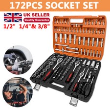 Professional 172 Pcs Socket Set 1/2" 3/8" 1/4" Ratchet Spanners Large Tool Kit