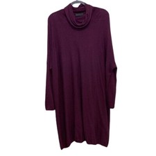 JENIFFER TATTANELLI Purple Dress Cashmere Blend Italian Made Long Sleeve Cowl OS