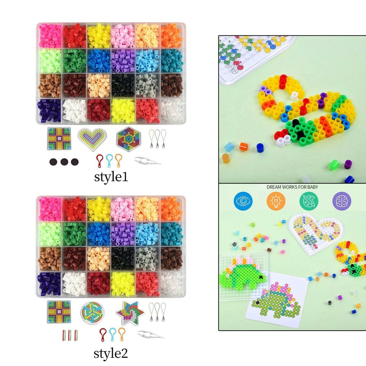 2400Pcs Hama Beads Fuse Beads Craft Kit Birthday Gift Creative