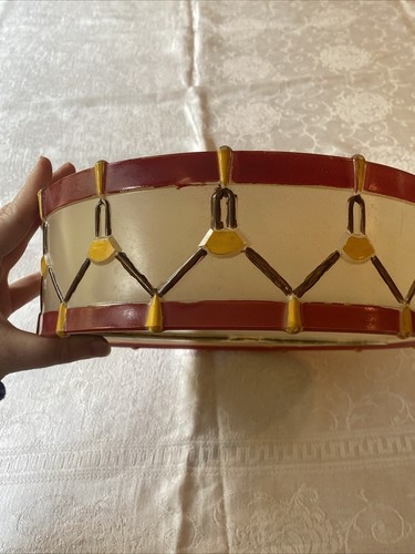 Vintage 1970s Red & Yellow Snare Drum Ceiling Light Fixture Milk Glass - 10” - Picture 6 of 14