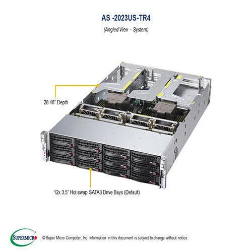 Supermicro AS-2023US-TR4 server+ 2x AMD 7702 CPU ,1TB RAM,2x CX4121A NIC - Picture 4 of 9