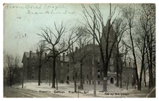 Franklin College Indiana Blue Sky Snowy Winter Street View Bare Trees 1909 - A55