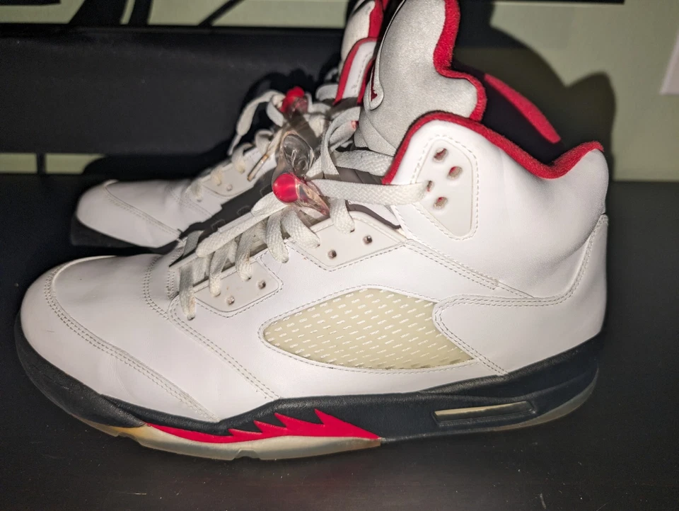 Nike Air Jordan V 5 2013 retro blanco rojo fuego negro plata OG 136027-100 talla 14 Foto 2 de 4