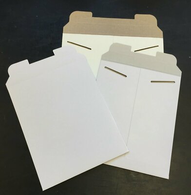 100 11 x 13 White No Bend Paperboard Tab Lock  Rigid Photo Document Mailer