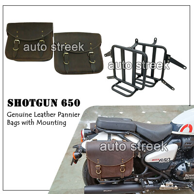 Fit Für Royal Enfield Shotgun 650 Rostbraun Leder Tragetasche Beutel Mit Montage