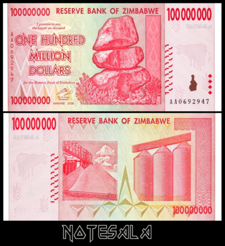 2008 Zimbabwe Zimbabwe Zimbabwe $100 Million Pick-80 PREFIX AA NEW-UNC - Picture 1 of 1