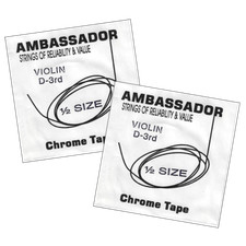 Ambassador 1/2 Violin Chrome Tape D String x 2 - Made in the UK Priced to Clear