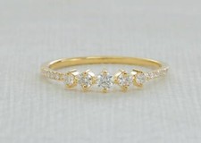 14K Gold Diamond Designer Eternity Wedding Band Rings / Thin Stacking Ring /