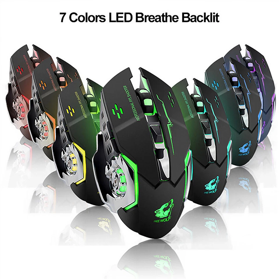 Rechargeable X8 Wireless Game Mouse Silent LED Backlit USB 1800DPI Optical E GF0 - Image 2 of 4