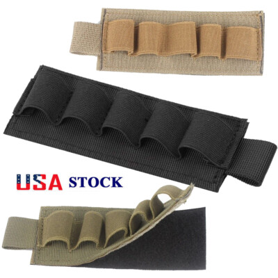 Tactical 5 Rounds Rifle Buttstock Shotgun Shell Holder Ammo Carrier Molle Pouch