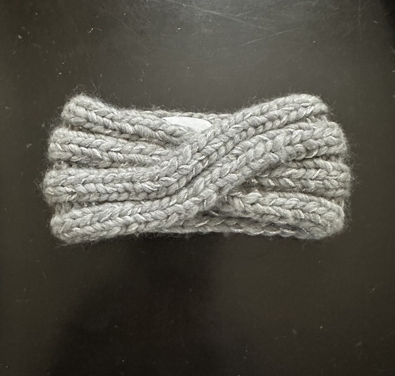 Eugenia Kim Women Grey Wool Knit Headband Twisted Front With Metallic Blend
