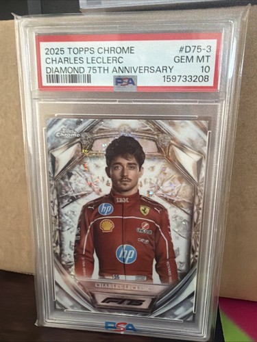 Topps 2025 Chrome F1 Charles Leclerc Diamond 75th Anniversary D75-3 PSA 10