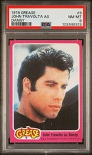 1978 TOPPS GREASE #9 JOHN TRAVOLTA AS DANNY ROOKIE PSA 8 POP 8, 4 HIGHER