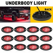 12pc Red Under LED Car Underglow Underbody System Neon Light Kit Waterproof Lamp