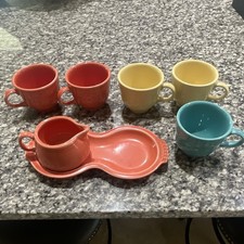 Fiesta Multicolor Ceramic Mugs Set of 5 w/ Ha...