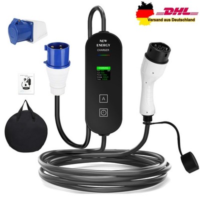 7KW 8-32A 1 Phase EU Typ2 EV CEE Ladekabel 5M Elektroauto PHEV Ladegerät Wallbox