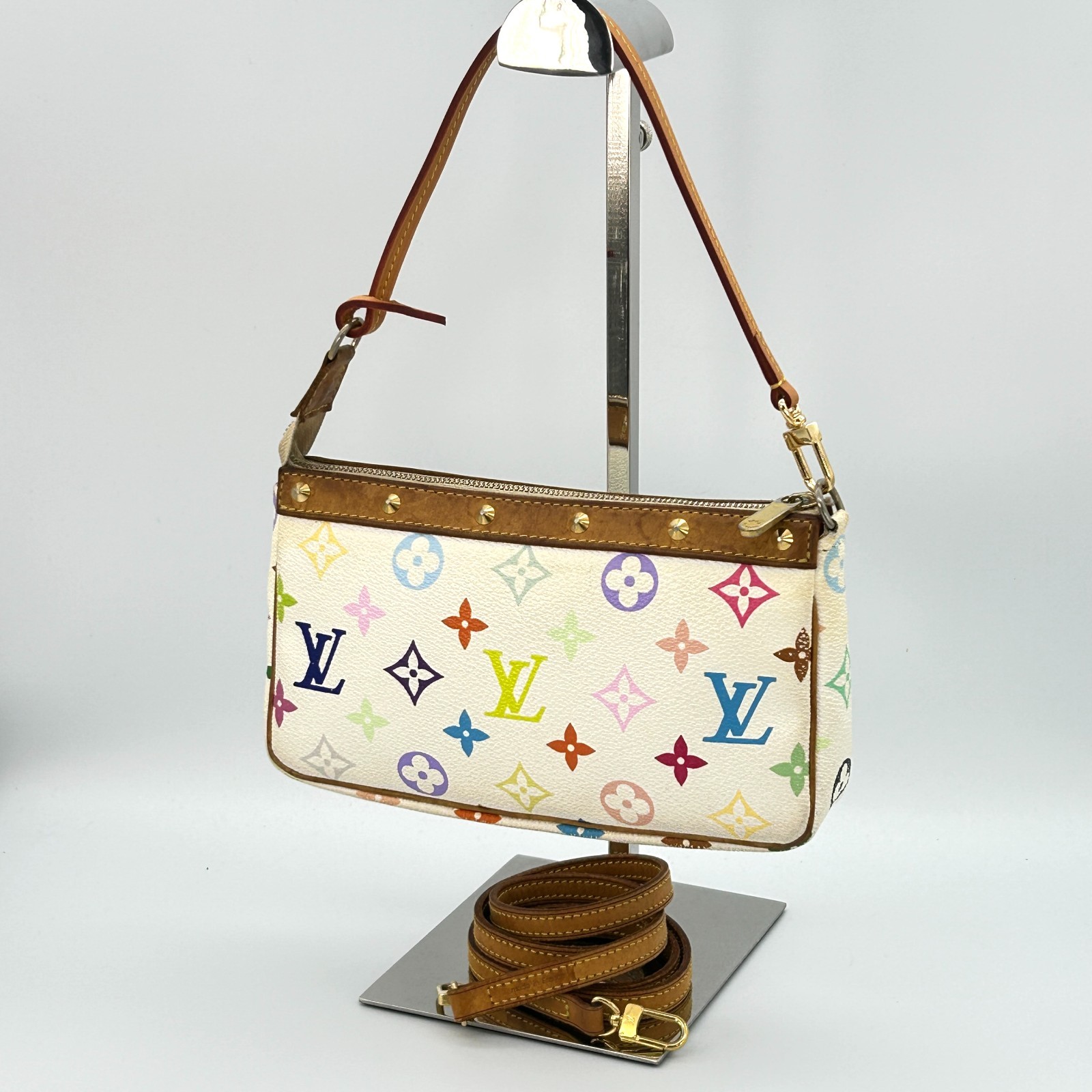 Louis Vuitton Pochette Accessoires Monogram Multicolor Murakami Nostrap LV Japan