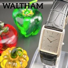 Waltham Tank Square Gray Quartz Men’s Watch Vintage Used Authentic Working