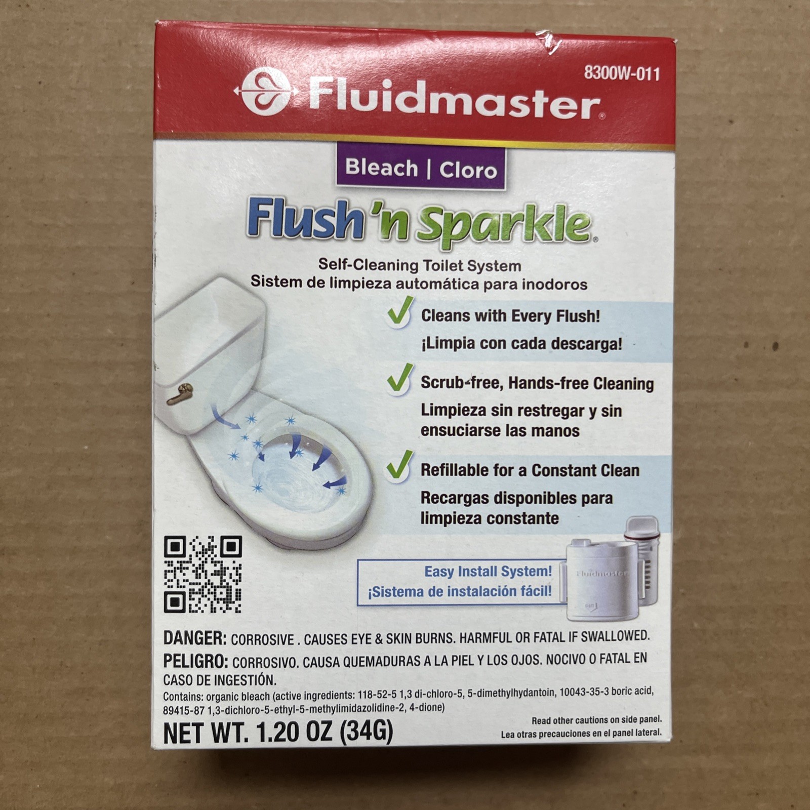 Fluidmaster 8300 Flush N Sparkle Automatic Toilet Bowl Cleaning System Bleach