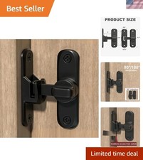 Versatile 90/180 Degree Barn Door Lock - Strength  Elegance in Black Zinc