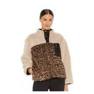 Rails Size Medium Saga Brown Jacket Leopard Sherpa Teddy Faux Fur Colorblock
