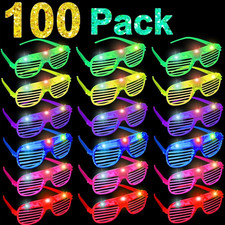 100 Pack LED Glow Sticks Glasses Bulk Party Pack,Glow in the Dark Halloween