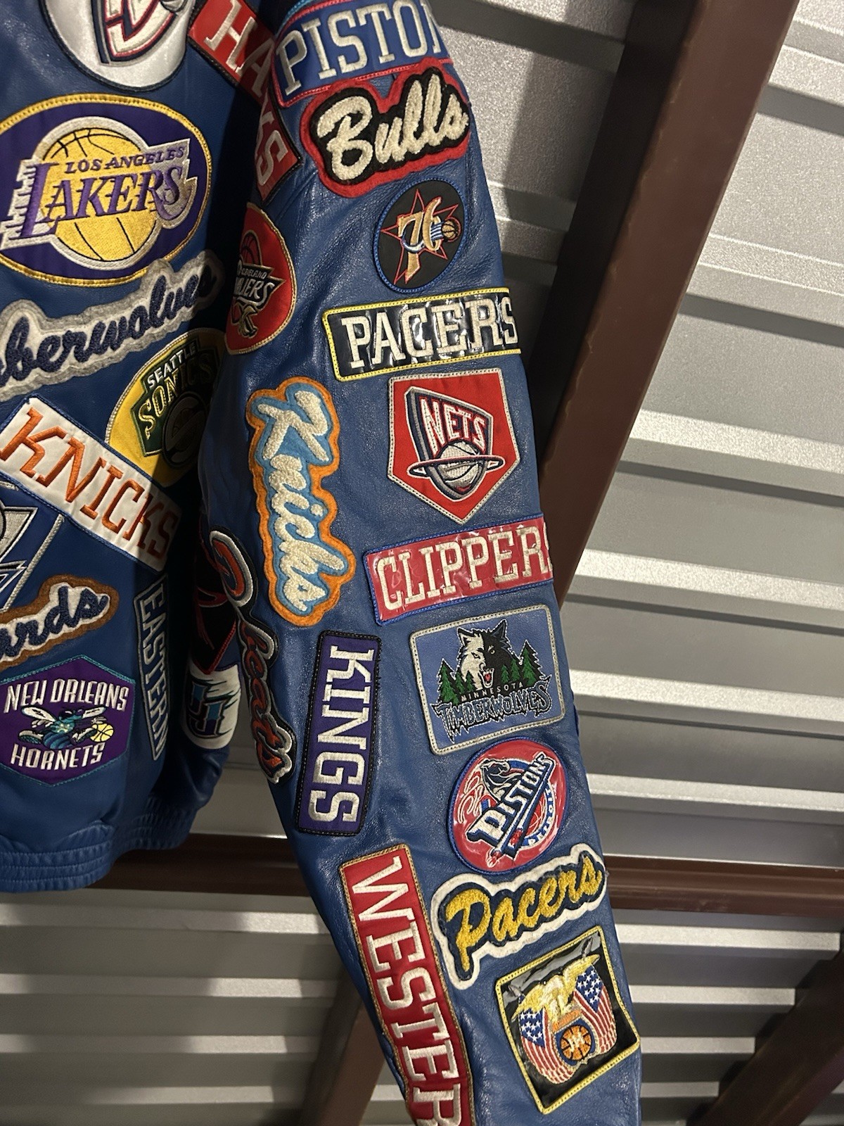 Vintage Jeff Hamilton Blue Leather NBA Jacket