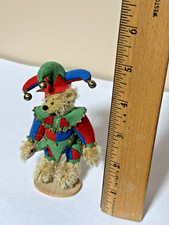 Deb Canham Handcrafted Little Gems Jester Bear Limited 4  with stand Clown