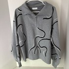 Nine West Pullover Damen Gr. XL schwarz grau Swirl Quarter Zip Pulli Grobstrick