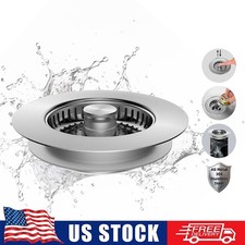 3 in 1 Stainless Steel Kitchen Sink Drain Strainer trainer Stopper Drain Basket/