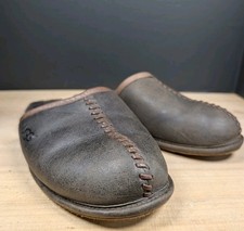 UGG Scuff Indoor Slipper Slide Brown Leather Shearling Lined Men's Sz 11