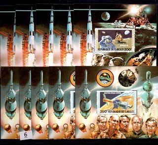 / 5X DJIBOUTI 1980 MNH SPACE APOLLO SOYUZ