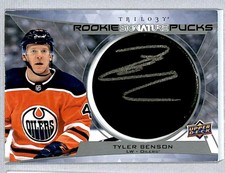 Tyler Benson 2020-21 UD Trilogy Signature Pucks Rookie Auto #RSP-TB Edmonton