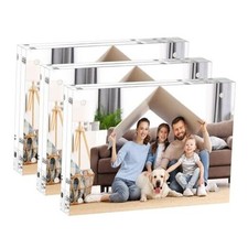 Acrylic Picture Frames 3 Pack, 20 Thicker Block, Clear Picture Frames 5x7