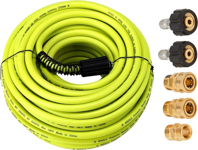 #ad M MINGLE Pressure Washer Hose 100 FT x 1 4quot; 100 Standard Fittings Green $111.00