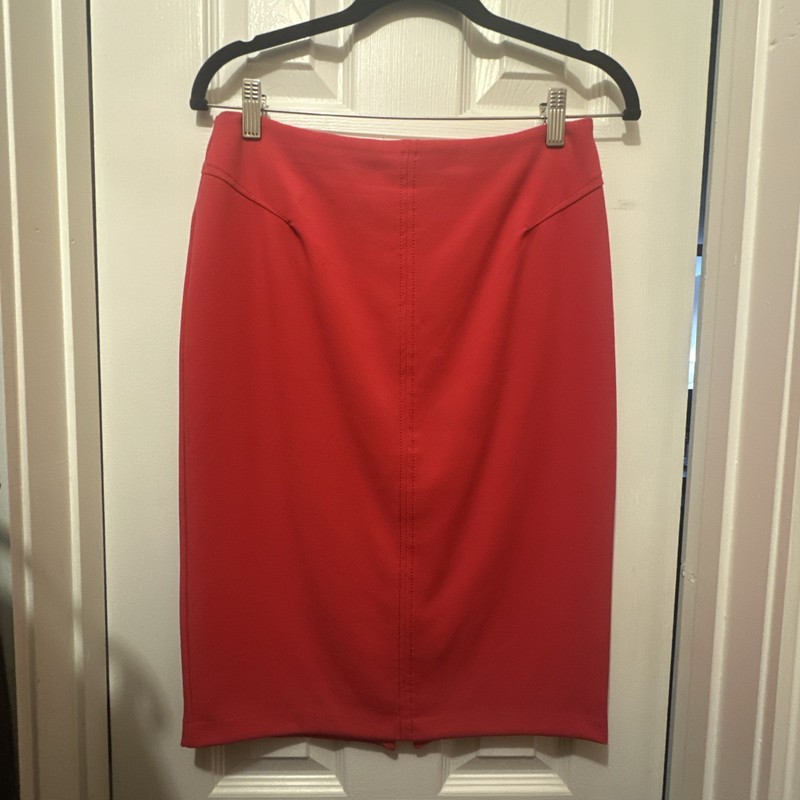White House Black Market Red Pencil Skirt Size 4 Knee Length Zip Slit