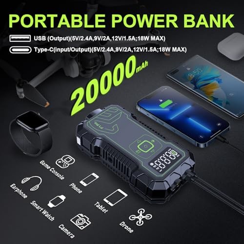 Car Jump Starter with Air Compressor 160PSI, 4500A Car Battery Jump Starter - Picture 5 of 7
