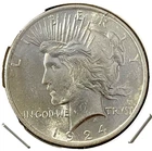 1924 Peace Dollar, Blast White Gem BU++-MS+ Free Shipping  P-1