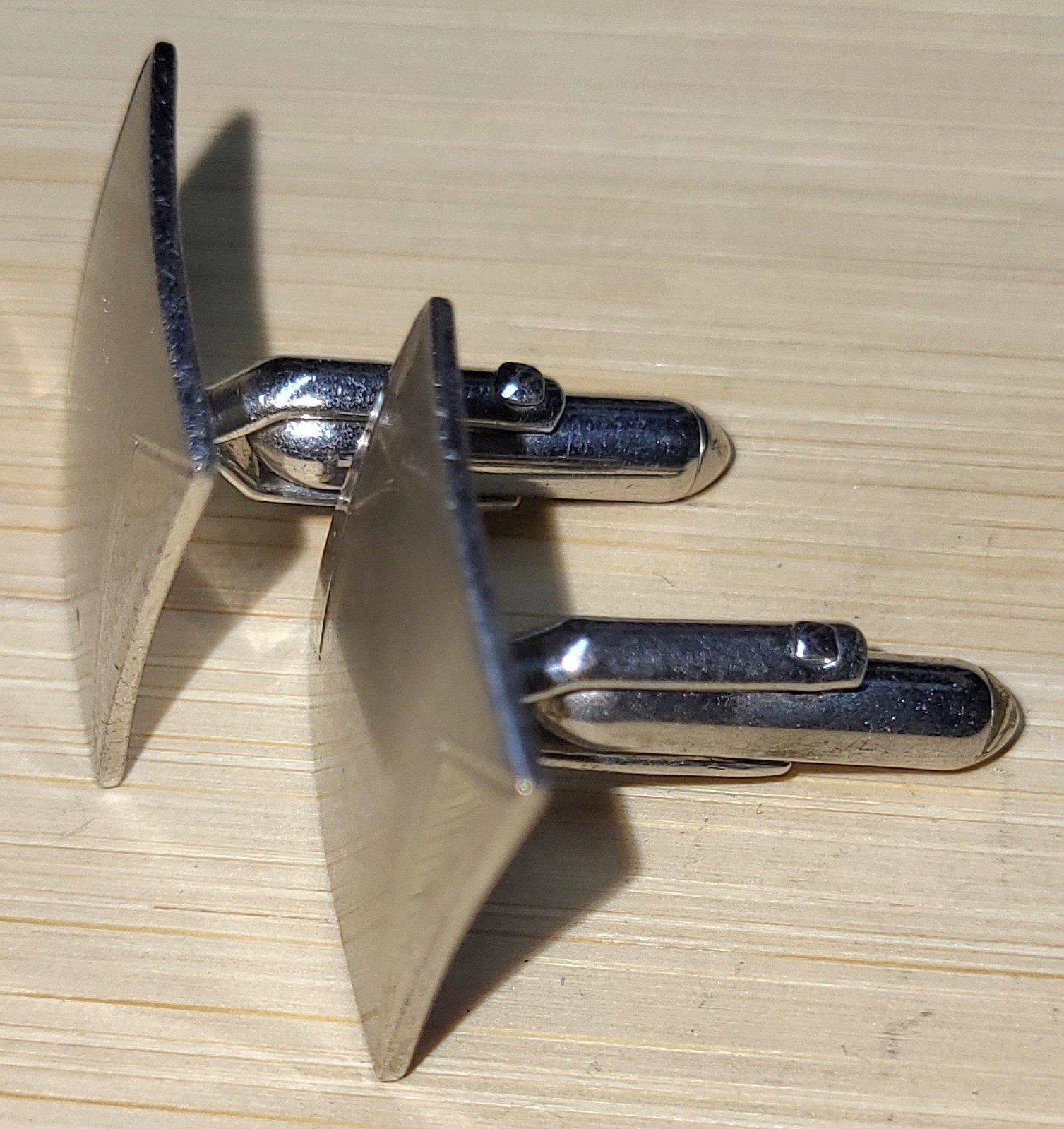 SWANK Silvertone Geometric Pattern Square Cufflin… - image 3