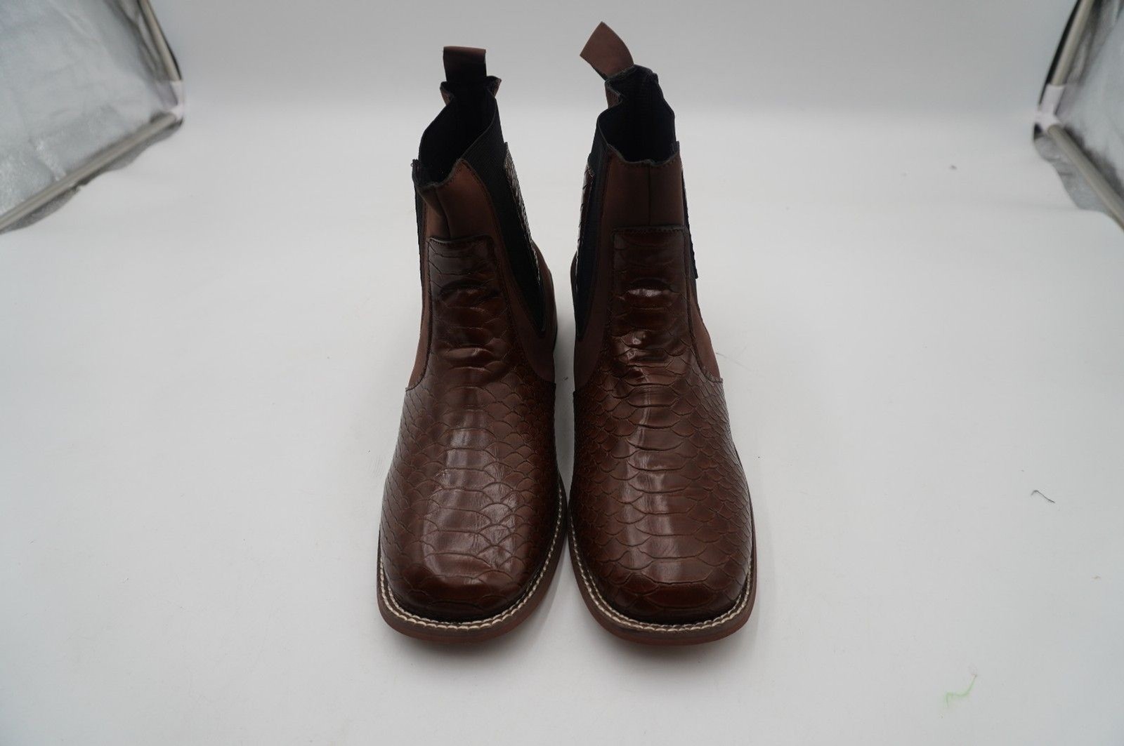 Men Western Cowboy Python Printed Square Toe Ankl… - image 4