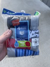 Hanes Boys Size L 14-16 Cotton Tagless No Ride Up Briefs Underwear 4 Pk New