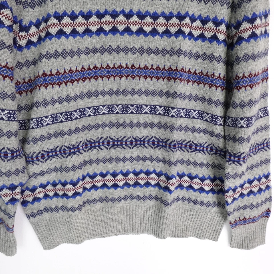 Suéter Pullover Urban Pipeline Para Hombres XL Gris Azul Fair Isle Mezcla de Lana Cuello Redondo Foto 3 de 4